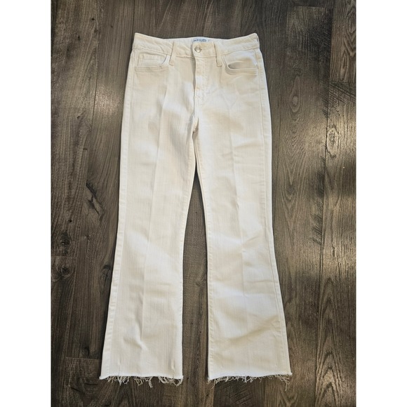 Women's Just Black Denim White Jeans Womens Size 28 Raw Hem Flare Made in USA - Picture 1 of 9